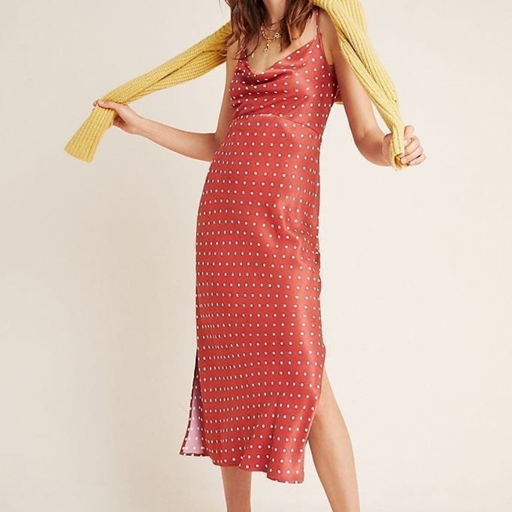 By Anthropologie Cowl Neck Midi Slip Dress